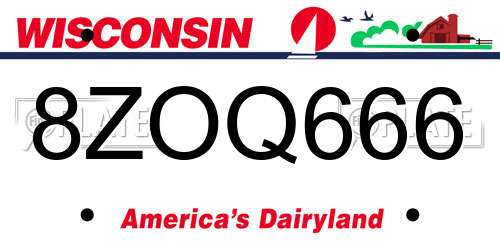 8ZOQ666 Wisconsin License Plate
