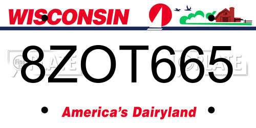 8ZOT665 Wisconsin License Plate