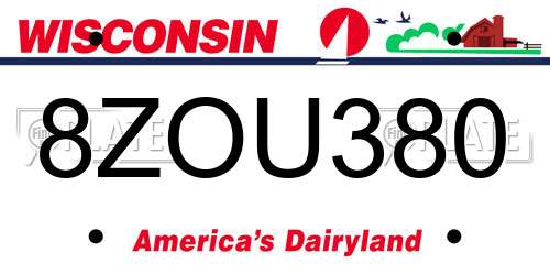 8ZOU380 Wisconsin License Plate