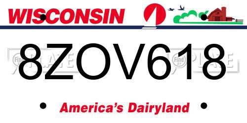 8ZOV618 Wisconsin License Plate