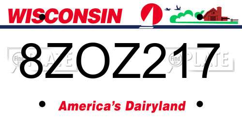 8ZOZ217 Wisconsin License Plate