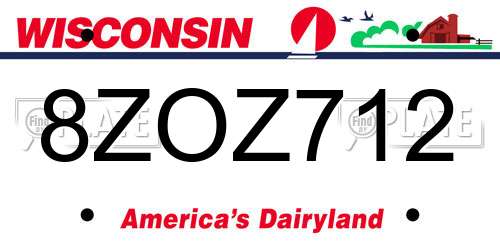 8ZOZ712 Wisconsin License Plate