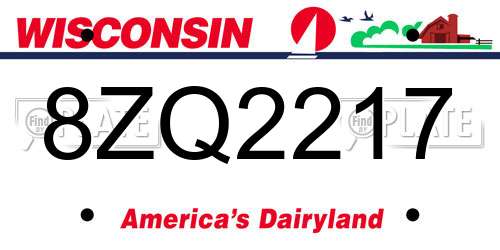 8ZQ2217 Wisconsin License Plate