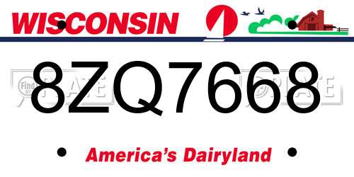 8ZQ7668 Wisconsin License Plate