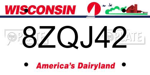8ZQJ42 Wisconsin License Plate
