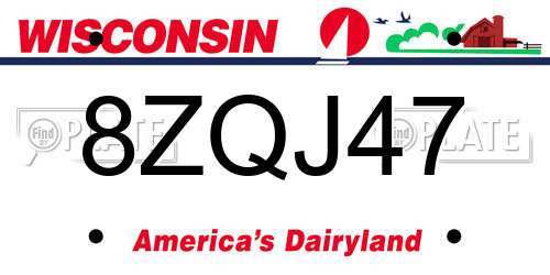 8ZQJ47 Wisconsin License Plate