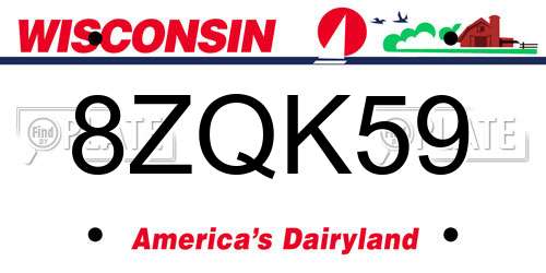 8ZQK59 Wisconsin License Plate