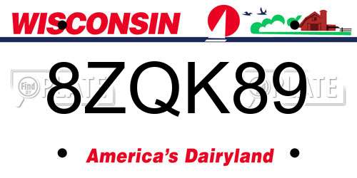 8ZQK89 Wisconsin License Plate