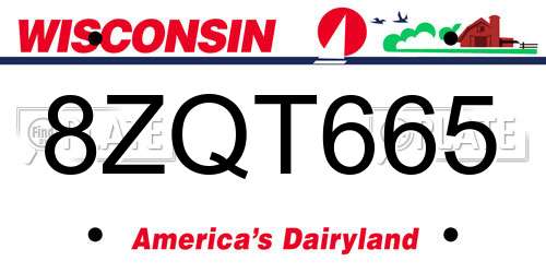 8ZQT665 Wisconsin License Plate