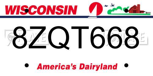 8ZQT668 Wisconsin License Plate