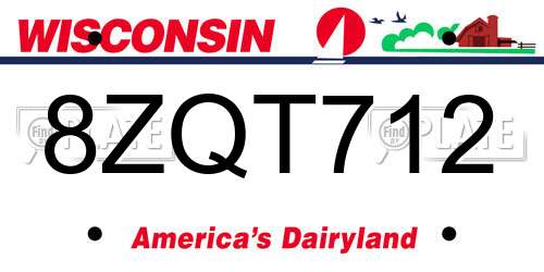 8ZQT712 Wisconsin License Plate