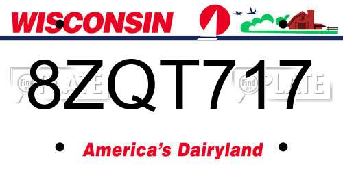 8ZQT717 Wisconsin License Plate