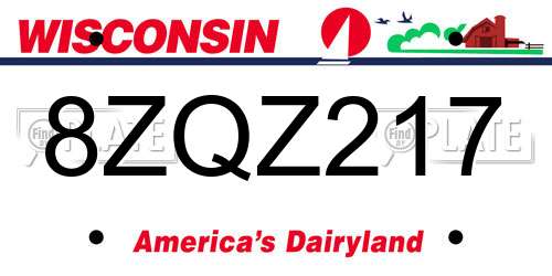 8ZQZ217 Wisconsin License Plate
