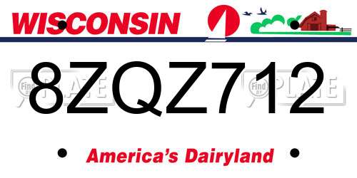 8ZQZ712 Wisconsin License Plate