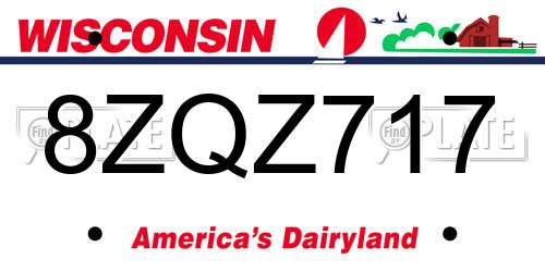 8ZQZ717 Wisconsin License Plate