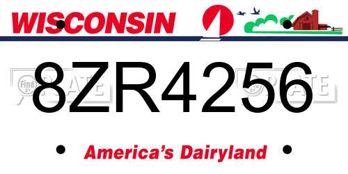 8ZR4256 Wisconsin License Plate