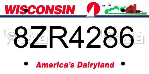 8ZR4286 Wisconsin License Plate