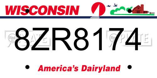8ZR8174 Wisconsin License Plate