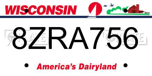 8ZRA756 Wisconsin License Plate