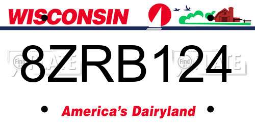 8ZRB124 Wisconsin License Plate