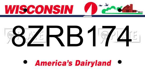 8ZRB174 Wisconsin License Plate