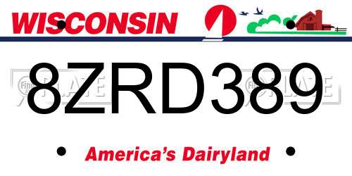 8ZRD389 Wisconsin License Plate
