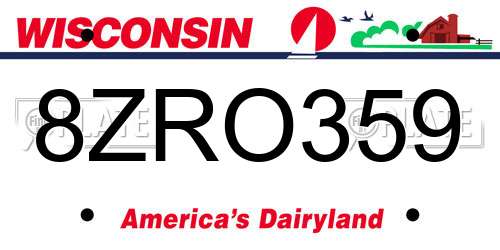 8ZRO359 Wisconsin License Plate