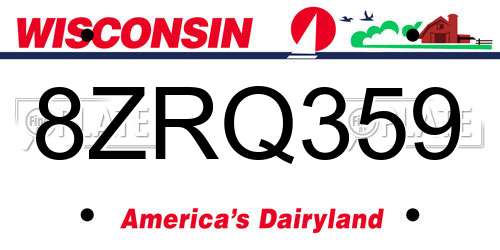 8ZRQ359 Wisconsin License Plate