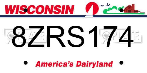 8ZRS174 Wisconsin License Plate
