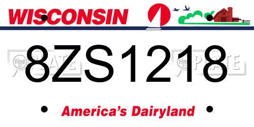 8ZS1218 Wisconsin License Plate