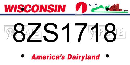 8ZS1718 Wisconsin License Plate