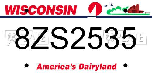 8ZS2535 Wisconsin License Plate