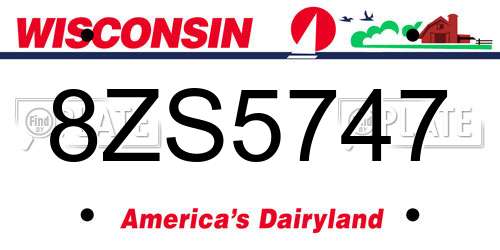 8ZS5747 Wisconsin License Plate