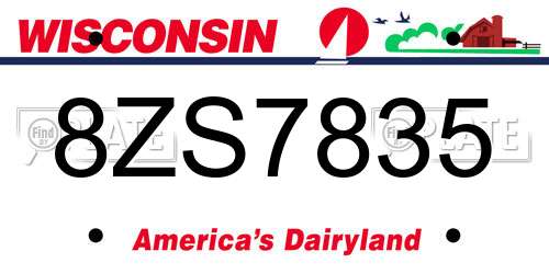 8ZS7835 Wisconsin License Plate