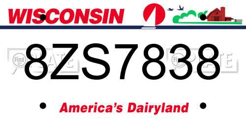 8ZS7838 Wisconsin License Plate