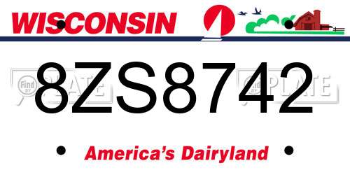 8ZS8742 Wisconsin License Plate