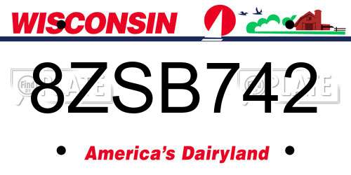 8ZSB742 Wisconsin License Plate