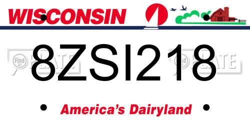 8ZSI218 Wisconsin License Plate