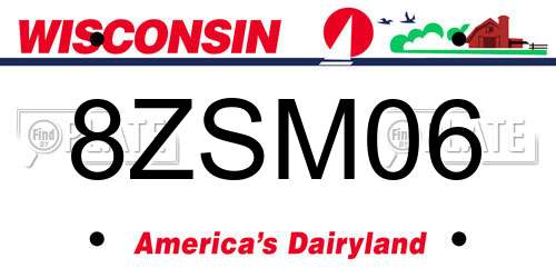 8ZSM06 Wisconsin License Plate