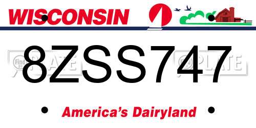 8ZSS747 Wisconsin License Plate