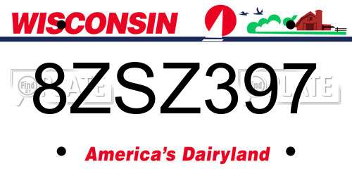 8ZSZ397 Wisconsin License Plate