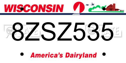 8ZSZ535 Wisconsin License Plate