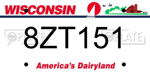 8ZT151 Wisconsin License Plate