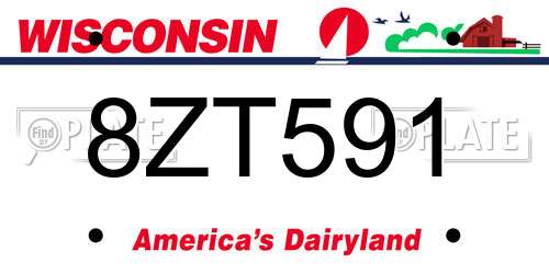 8ZT591 Wisconsin License Plate