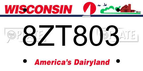 8ZT803 Wisconsin License Plate