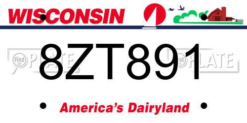 8ZT891 Wisconsin License Plate
