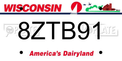 8ZTB91 Wisconsin License Plate