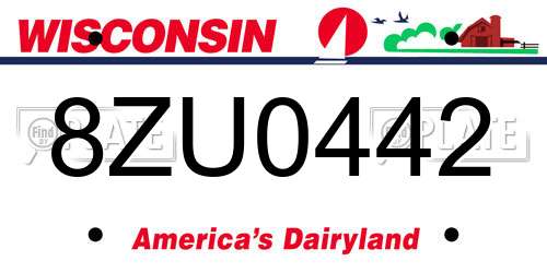 8ZU0442 Wisconsin License Plate