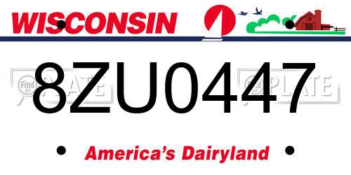 8ZU0447 Wisconsin License Plate