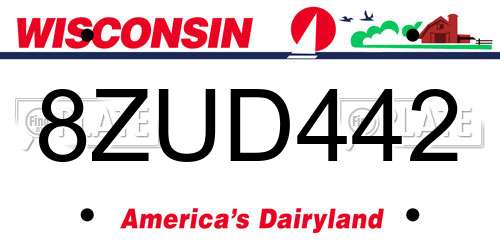 8ZUD442 Wisconsin License Plate